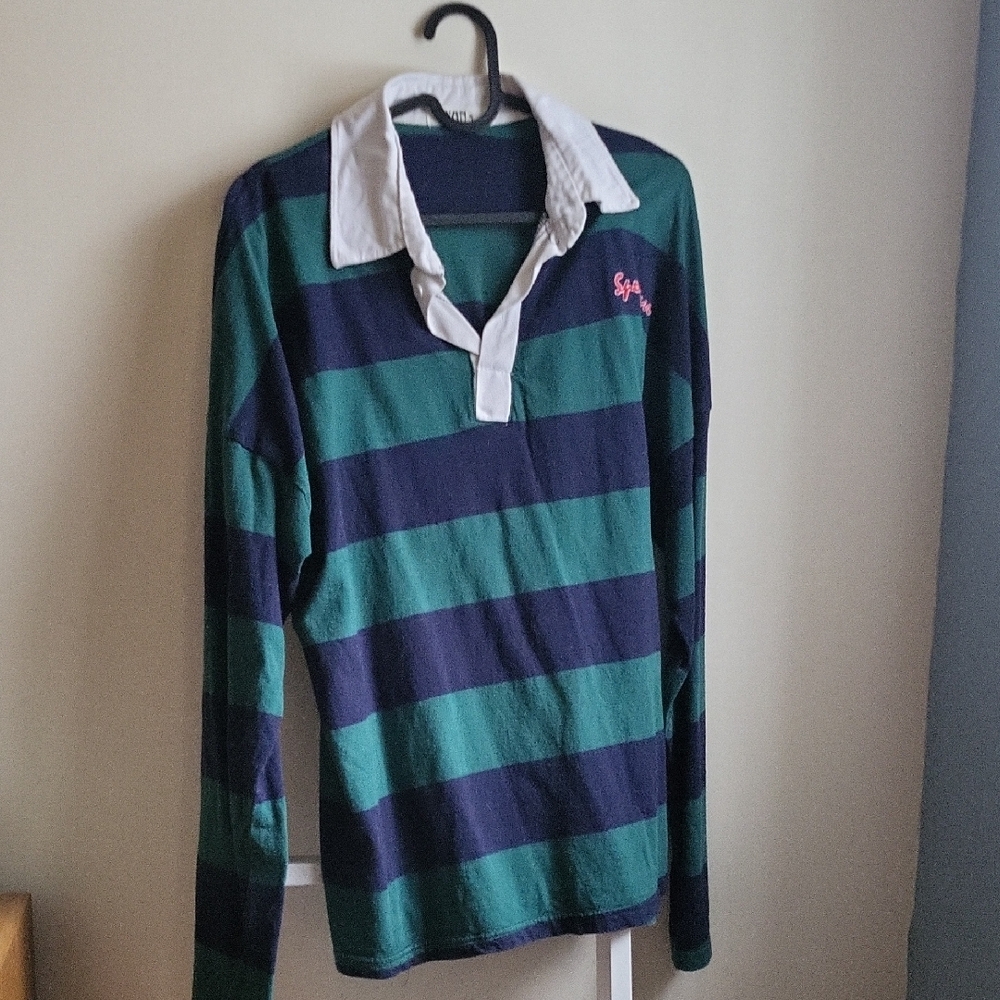 Oversized Polo Sweater Y2K Stripes